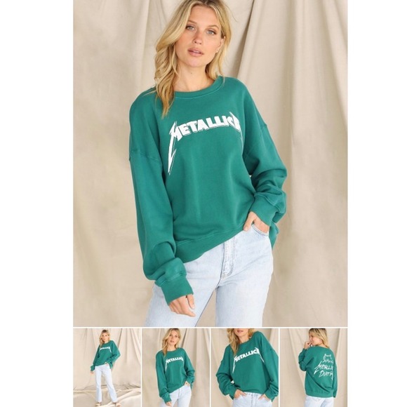 Daydreamer Sweaters - Daydreamer Metallica Sweatshirt Women M Green Birth School Metallica Death NWT